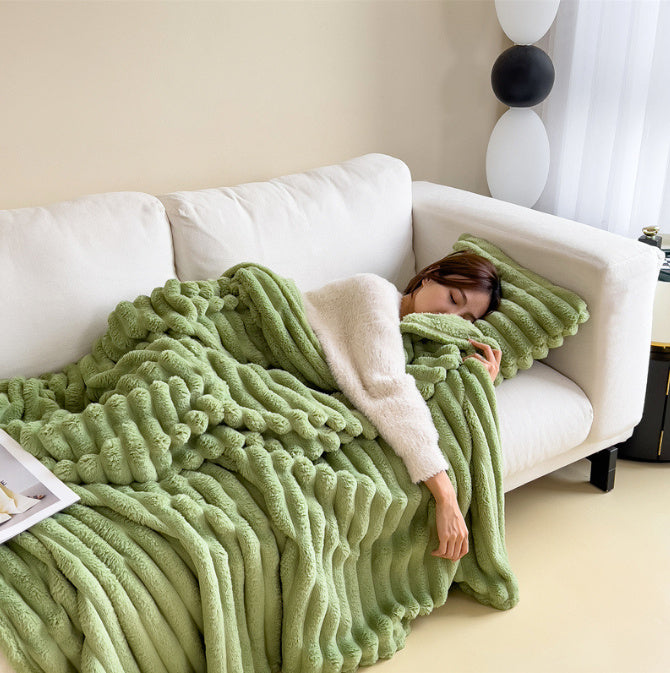 Double-Sided Velvet Rabbit Fur Blanket – Soft, Warm & Thick Throw