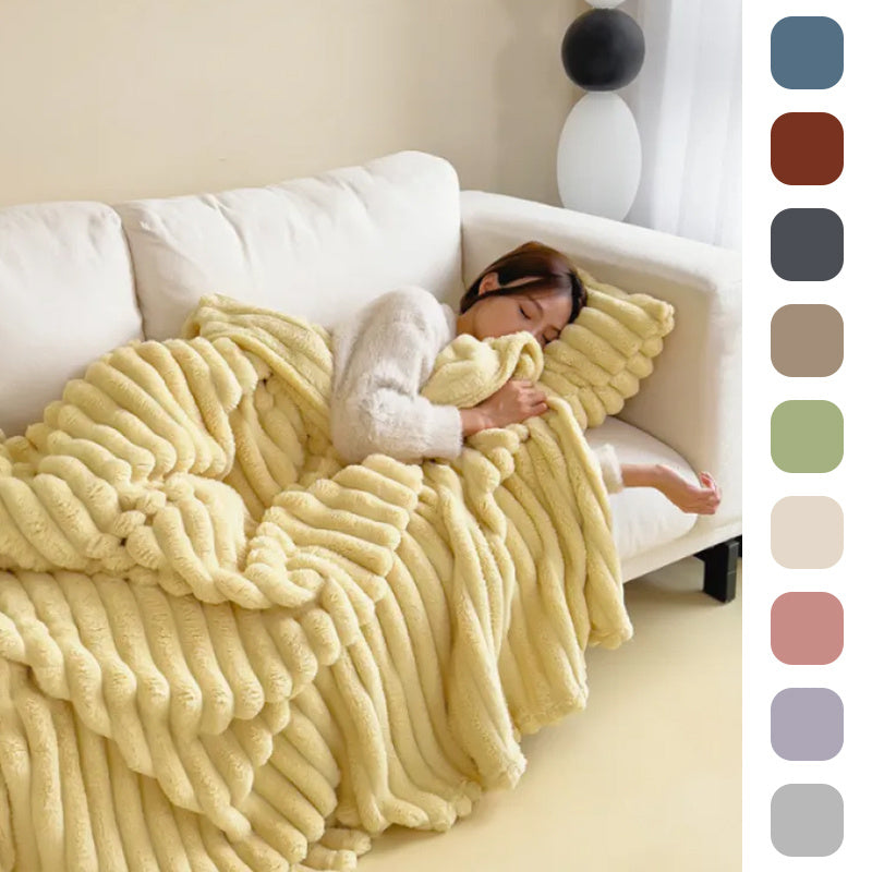 Double-Sided Velvet Rabbit Fur Blanket – Soft, Warm & Thick Throw